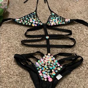 Strappy bodysuit with jewels